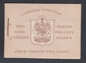 Canada Uni BK33a 1942 KGVI Intact Booklet w/ English Covers