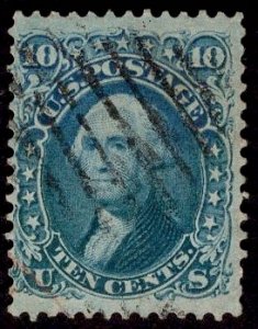 US Stamp #68a 10c Washington USED SCV $85. DEEP Blue Green