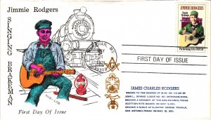 # 1755 Jimmie Rodgers Guitar First Day Cover FDC THS - LTD Hand-Painted