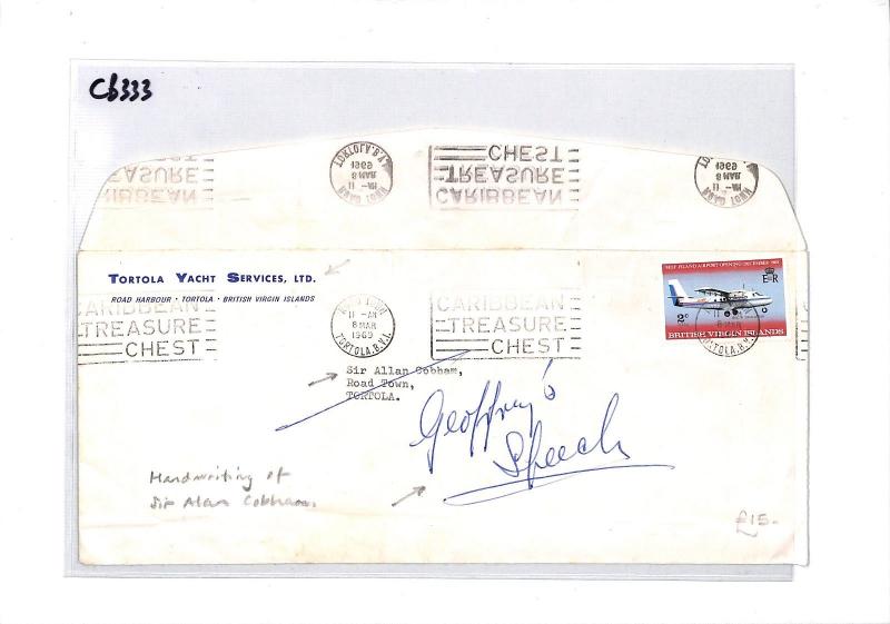 VIRGIN ISLANDS Cover *Sir Alan Cobham* Hand-Addressed AVIATION 1969 CB333