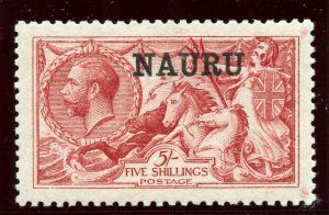 Nauru 1916 KGV 5s bright carmine (De La Rue) MLH. SG 22. Sc 14.