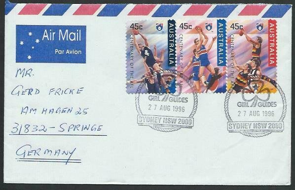 AUSTRALIA 1996 cover to Germany - nice franking - Sydney Girl Guides pmk...14777