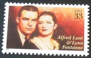 1999 33c Alfred Lunt & Lynn Fontanne Scott 3287 Mint NH