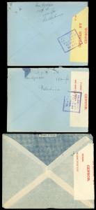 1940,41 WWII Censor Tape LOT/5 PALESTINE -NYC, HAIFA, TEL AVIV, Good Stamp Vars!