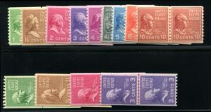 United States 839-851 Mint NH coil pairs (842 LH) 