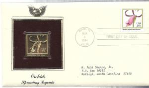 US #2078 20c Orchids  (FDC) Gold Stamp CV $2.00