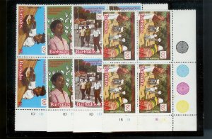 BARBADOS Sc#543-546 Complete Mint Never Hinged PLATE BLOCK Set