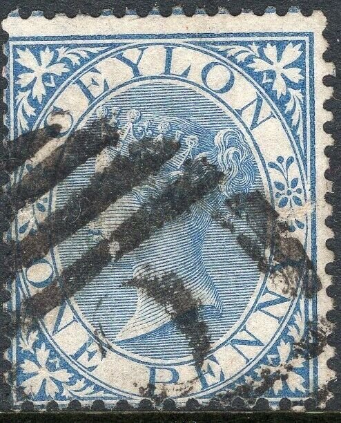 CEYLON-1856-68 1d Blue Sg 61 GOOD USED V50127