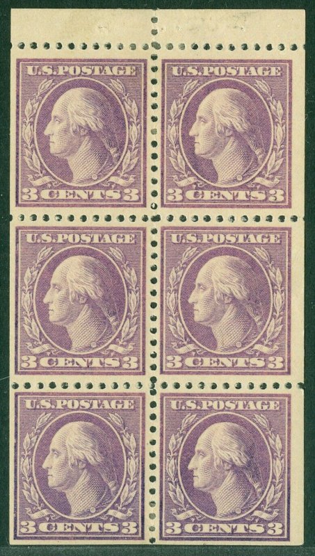 EDW1949SELL : USA 1917 Scott #502b Booklet pane. VF MOG with small thin. Cat $60