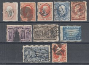 US Sc 65//O18 used 1861-1913 issues, 10 different early singles