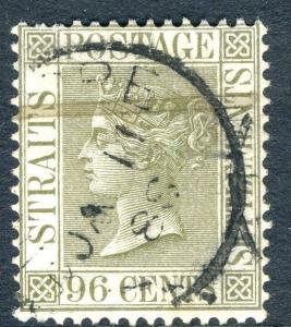 STRAITS SETTLEMENTS-1888 96C Olive-Grey Sg 71 GOOD USED V18752