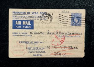 1943 Glasgow, Scotland Letter Cover British POW in Italian Camp P.G.19 PM 3200