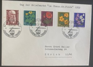 1959 Chaux De Fonds Switzerland First Day Cover FDC To Zurich