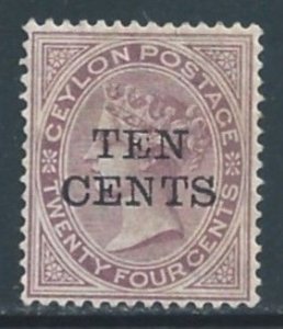 Ceylon #122 Mint No Gum 24c Queen Victoria Surcharged 10c