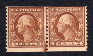 USA 1915 4¢ JL Pair, perf 10 -OG MH- SC# 457  Cats $190.00 (ref# 204122)