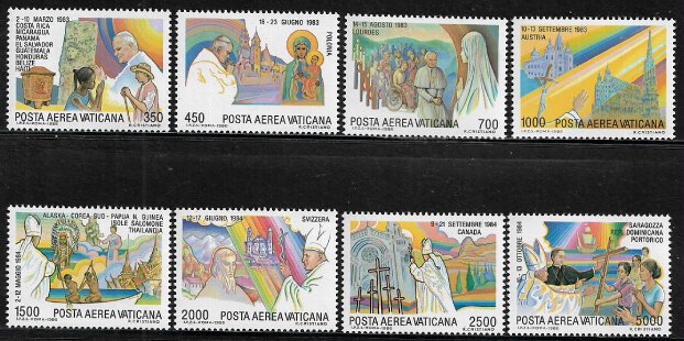 Vatican City #C75-82 MNH Set - Journeys of Pope John Paul II