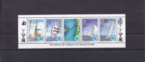 SA26d Solomon Islands 1986 America's Cup Yachting Championship, mint strip of 5