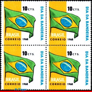 1107 BRAZIL 1968 FLAG DAY, BRAZILIAN FLAG, FLAGS, RHM C-619, BLOCK MNH