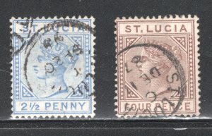St. Lucia, Scott #31a, 33a   VF, Used, Queen Victoria,  ...... 6010017