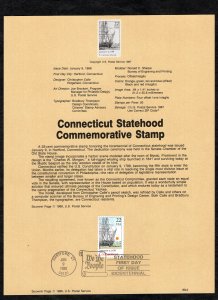 SP804 Connecticut Statehood, Souvenir Page FDC (#2340)