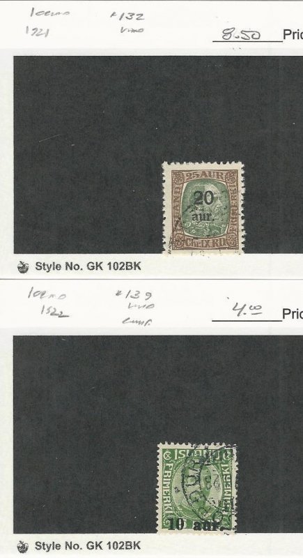 Iceland, Postage Stamp, #132, 139 Used, 1921-22, JFZ