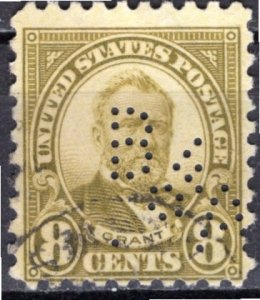 U.S.A.; 1927; Sc. # 640;   Used  Perf. 11x10 1/2 Single Stamp W/Perfins