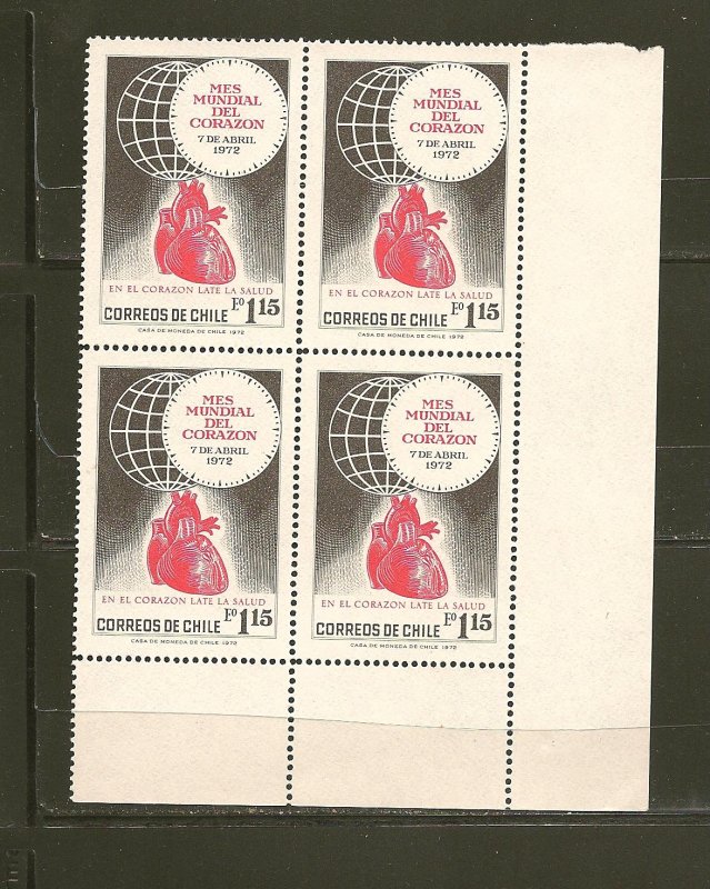 Chile 417 Your Heart is Your Health Block of 4 MNH