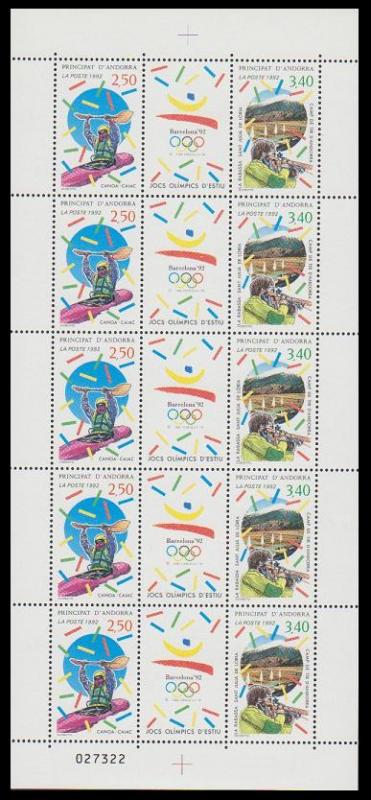 Andorra Fr. Olympic Games Barcelona Sheet of 10v SG#F461-62 MI#439-440