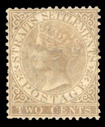 Straits Settlements #10 Cat$60, 1867 10c bister brown, unused without gum