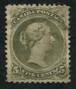 Canada SC# 26a (SG# 63a)  Victoria p12, 5c lightly canceled