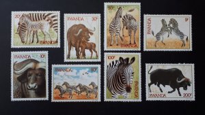 Rwanda 1984 Fauna Animals - Zebras and Buffalos ** MNH Full set Mi 1283-1290