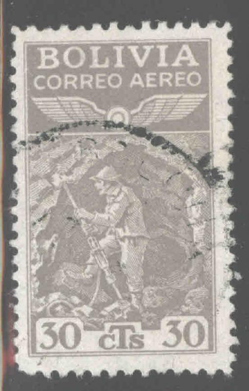 Bolivia Scott C64  Used Miner airmail 1938 stamp