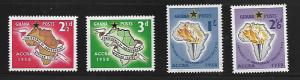 GHANA 21-24 MNH MAP OF AFRICA SET 1958