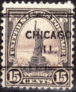 USA Precancels IL 1922 Sc566 15c Liberty. CHICAGO / ILL. Small