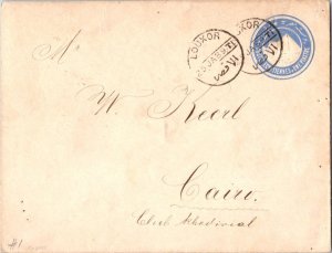 Egypt 1P Sphinx and Pyramid Envelope 1889 Louxor to Cairo.  Toning and staple...