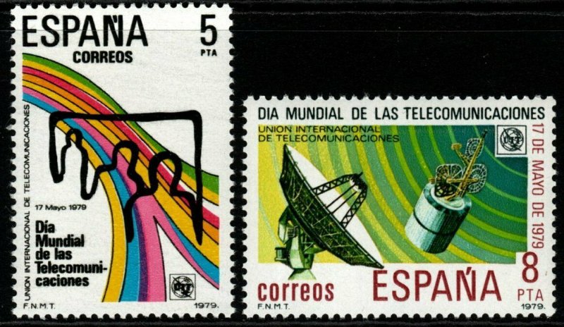 SPAIN SG2570/1 1979 WORLD TELECOMMUNICATIONS DAY MNH 