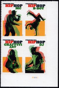 SC#5480-83 (55¢) Hip Hop Plate Block: LR #P11111 (2020) SA