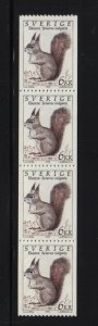 1992 SWEDEN MNH coil Eurasian Red Squirrel Mi 1702C strip of 4