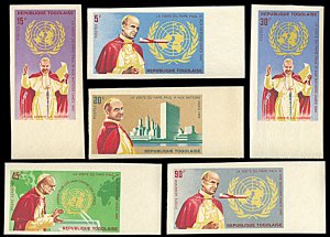 Togo 549-552,C49-C50, MNH imperf.,Pope Paul VI Visit to United Nations