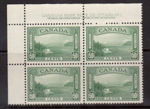 Canada #244 VF/NH Plate #1 UL Block