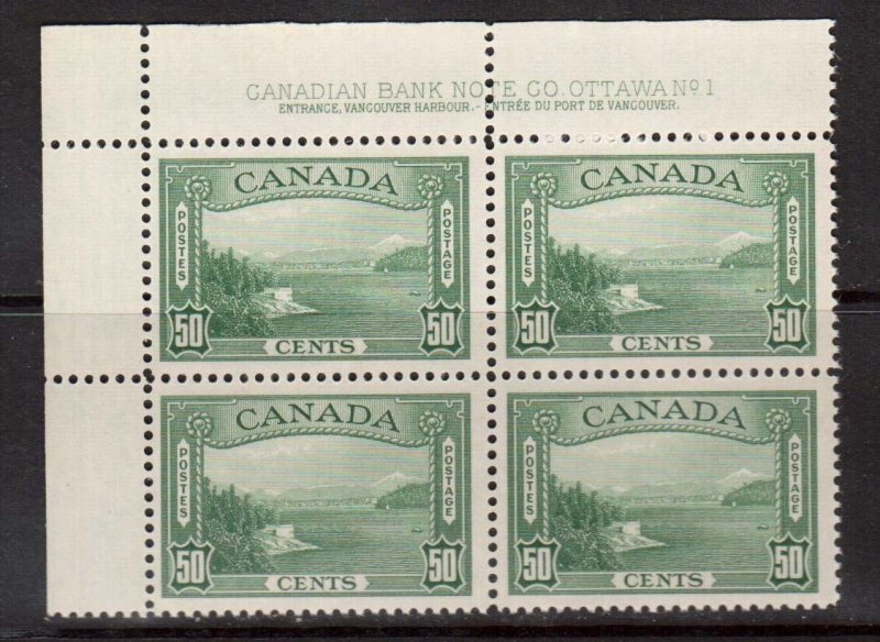 Canada #244 VF/NH Plate #1 UL Block