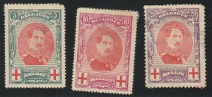 Belgium - 1915 - Sc B31-33 - H - Paper on back - B33 scrape