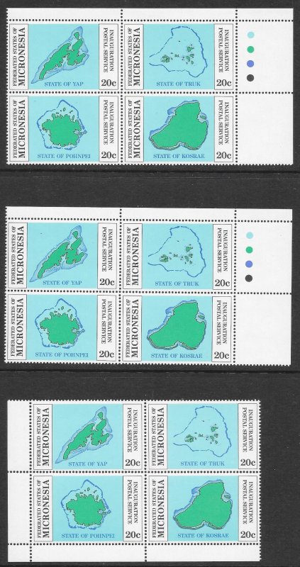 MICRONESIA (30) Setenant Blks-Plate Blocks Sc#4a (Sc#1-4) ALL Mint Never Hinged