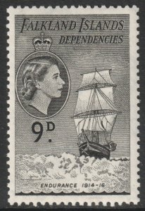 Falkland Islands Deps Scott 1L27 - SG G34, 1954 Ships 9d MH*