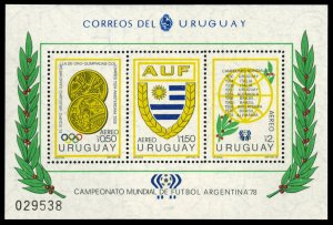 Uruguay #C434 Cat$50, 1978 World Soccer Championship souvenir sheet, never hi...