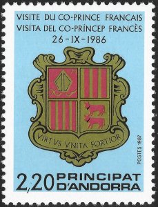 Andorra French #351  MNH - Andorran Coat of Arms (1987)