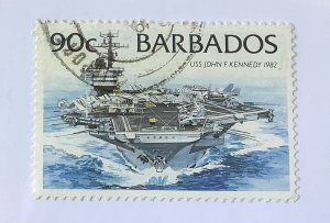 Barbados  1994  Scott 882 used - 90c,  U.S.S. John F. Kennedy Aircraft Carrier