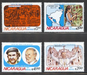 Nicaragua Scott 1225-28 MNHOG - 1983 Pope John Paul II Visit - SCV $5.60