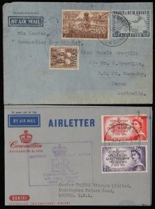 AUSTRALIA 1953 Coronation Airmail covers from 15 countries. AAMC cat $540.