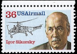 U.S. Scott # C119  1988 36c multi Litho& Sikorsky & VS-300 ; TAGGED mint-nh- vf